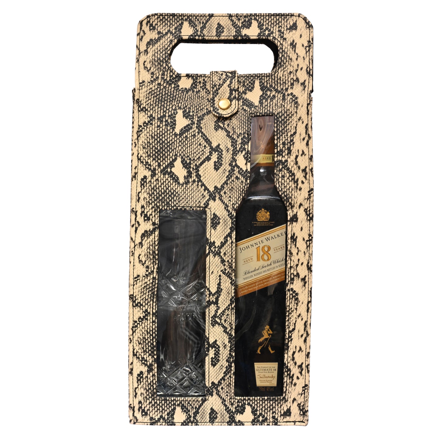 Vegan PU Leather Wine, Whisky Bottle Holder | Bottle Holder | Premium Snake Print Vegan Leather