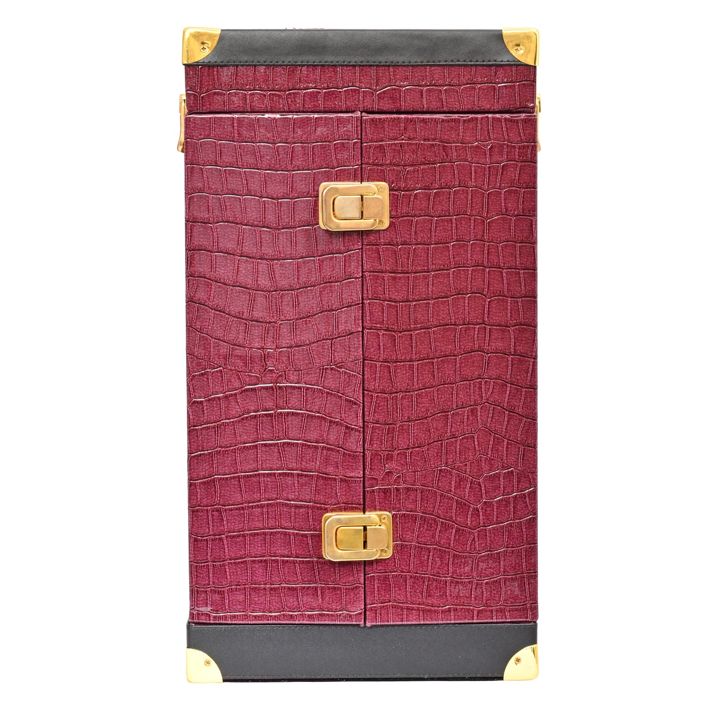 Vegan Leatherette Portable Bar Box with Accessories | 4 Whisky Glasses | Bar Box | Mini Bar for Home | Front Open Luxury Bar Box | ( PU Leather Finish Premium Maroon Colour)