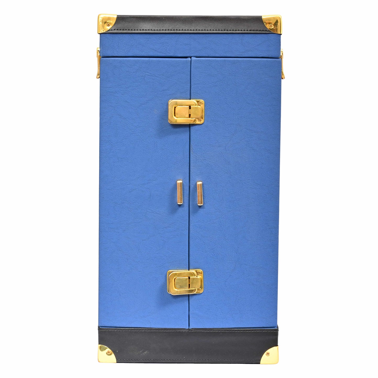Vegan Leatherette Portable Bar Box with Accessories | 4 Whisky Glasses | Bar Box | Mini Bar for Home | Front Open Luxury Bar Box | ( PU Leather Finish Royal Blue Colour)