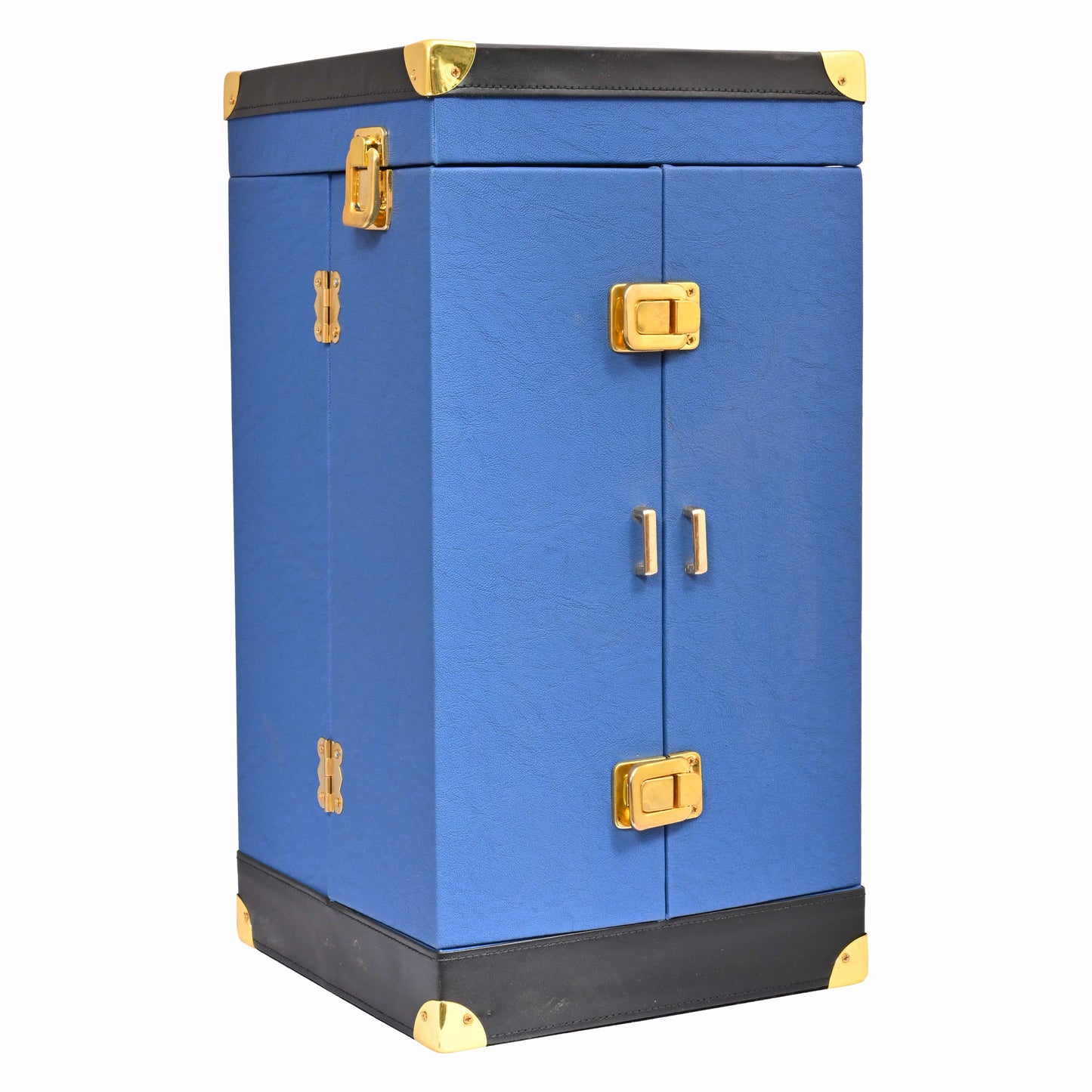 Vegan Leatherette Portable Bar Box with Accessories | 4 Whisky Glasses | Bar Box | Mini Bar for Home | Front Open Luxury Bar Box | ( PU Leather Finish Royal Blue Colour)