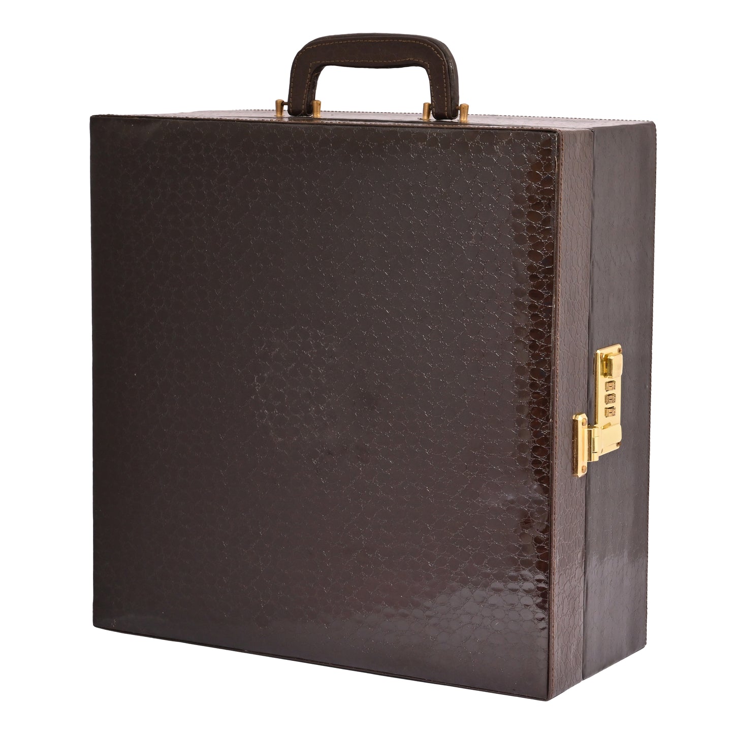 Vegan Leatherette Portable Bar Box with Accessories | 6 Whisky Glasses | Bar Box | Mini Bar for Home ( PU Leather Finish Chocolate Brown)