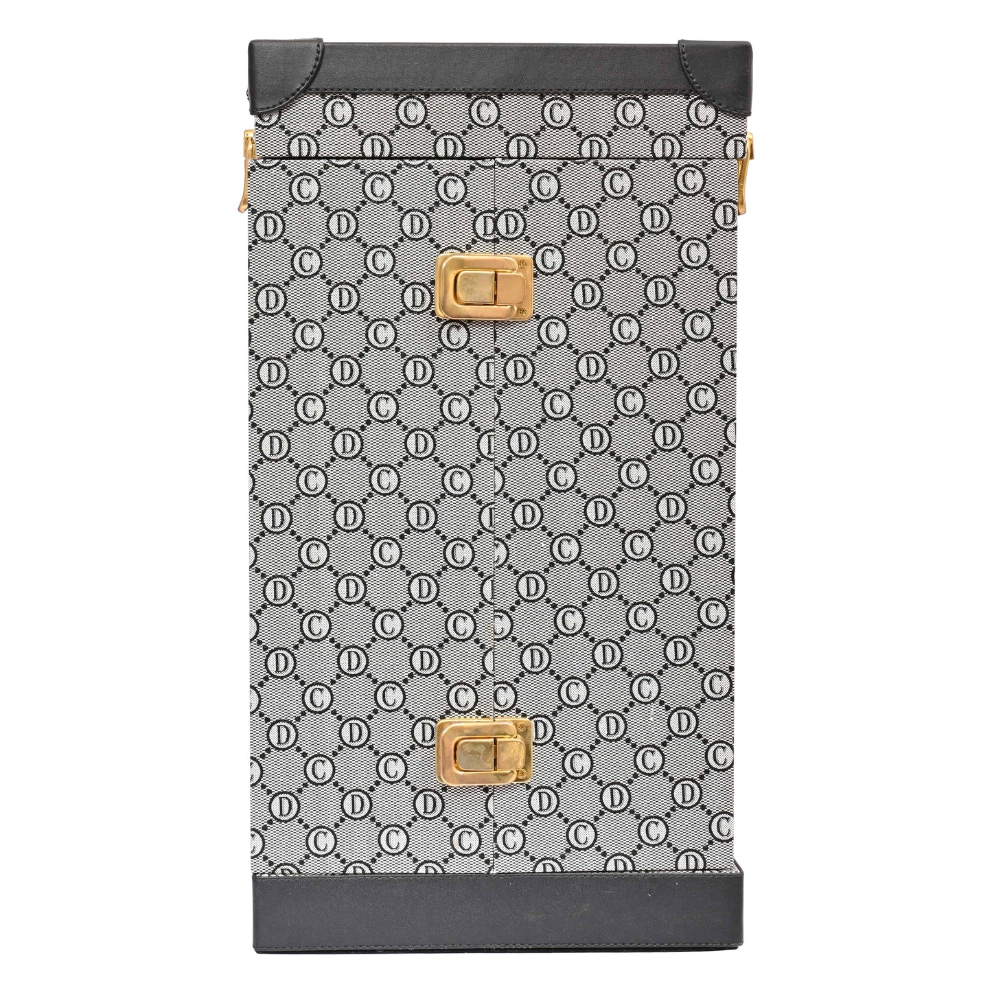 The Purple Box Vegan Leatherette (Grey and Black Finish) Portable Bar Set