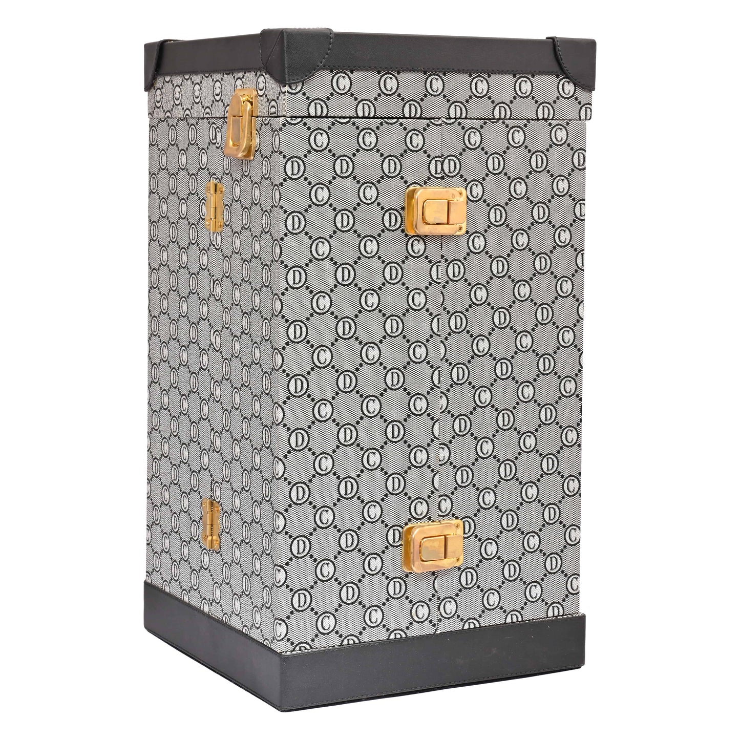 The Purple Box Vegan Leatherette (Grey and Black Finish) Portable Bar Set