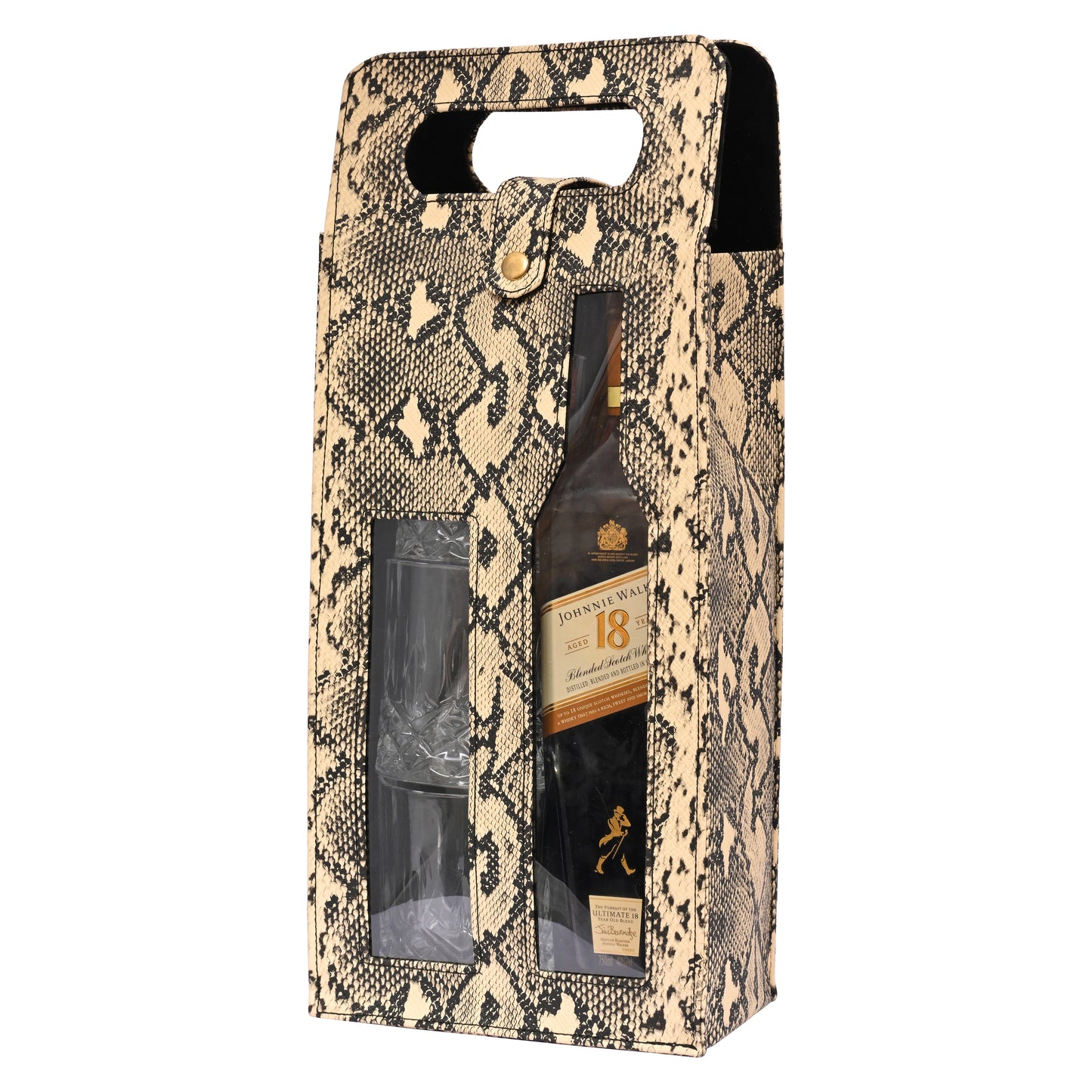 Vegan PU Leather Wine, Whisky Bottle Holder | Bottle Holder | Premium Snake Print Vegan Leather