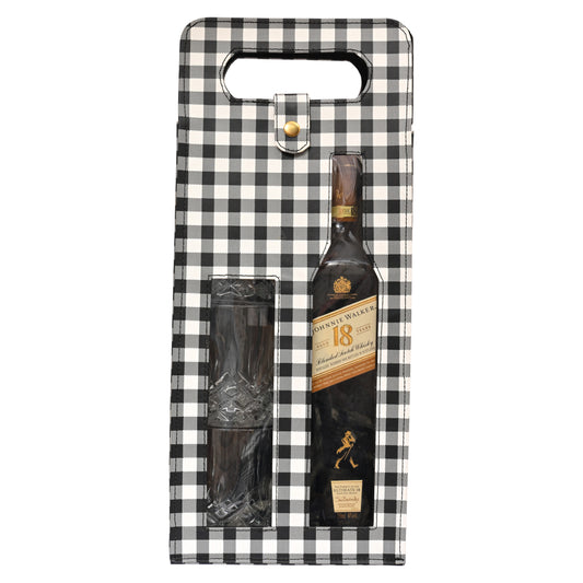 Vegan PU Leather Wine, Whisky Bottle Holder | Bottle Holder | Premium Black and White Vegan Leather