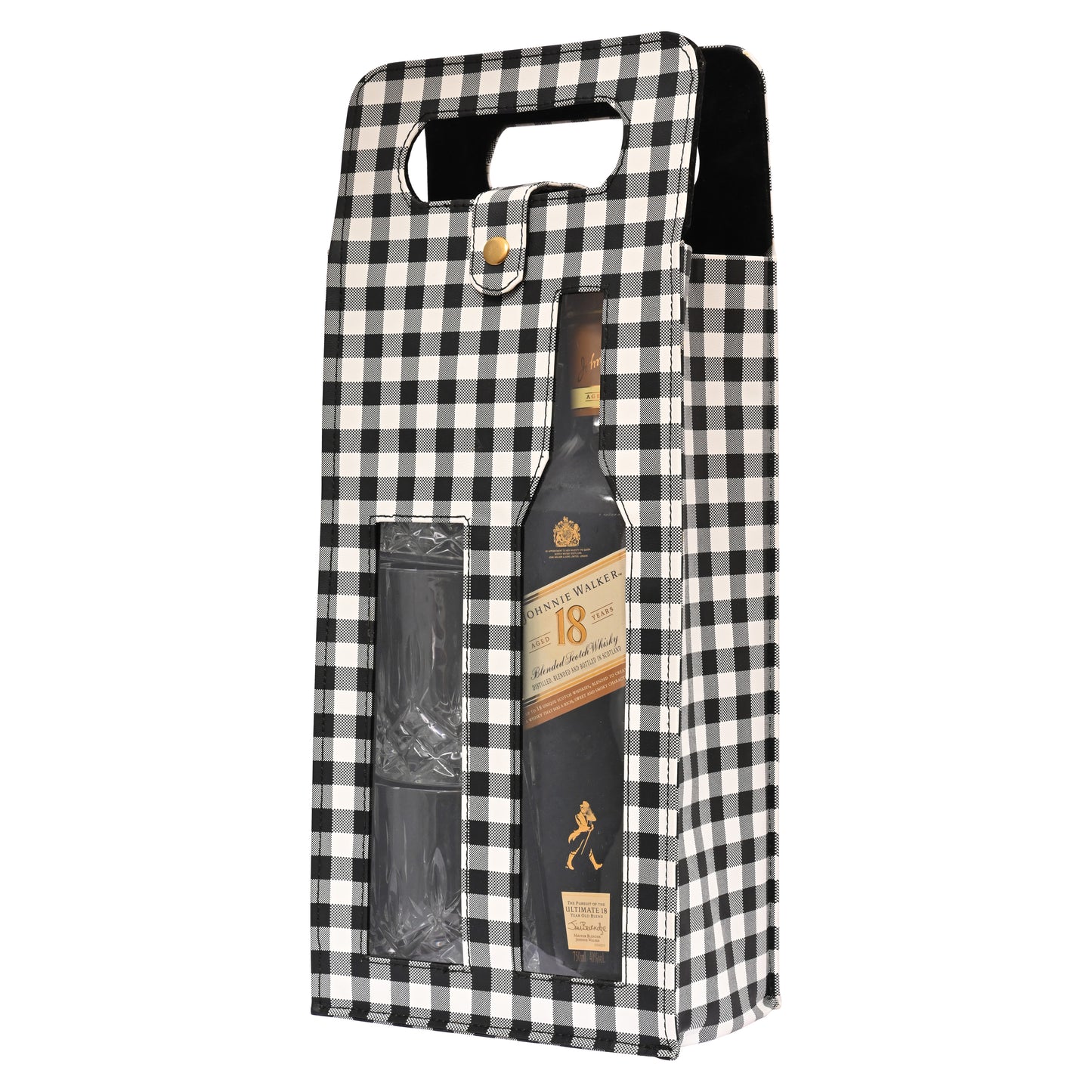 Vegan PU Leather Wine, Whisky Bottle Holder | Bottle Holder | Premium Black and White Vegan Leather