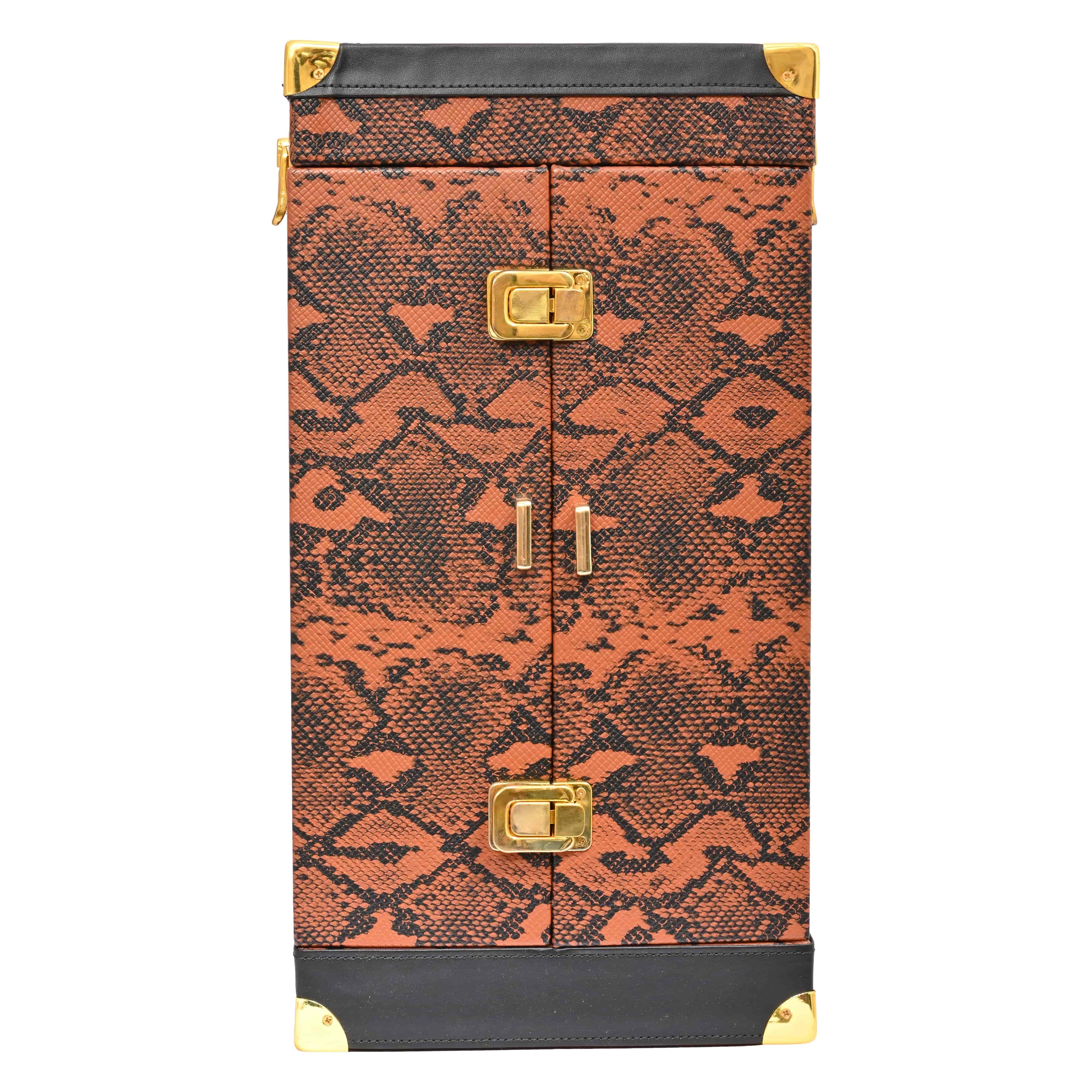 Leatherette (Snake Print Vegan PU Leather) Portable Bar Set