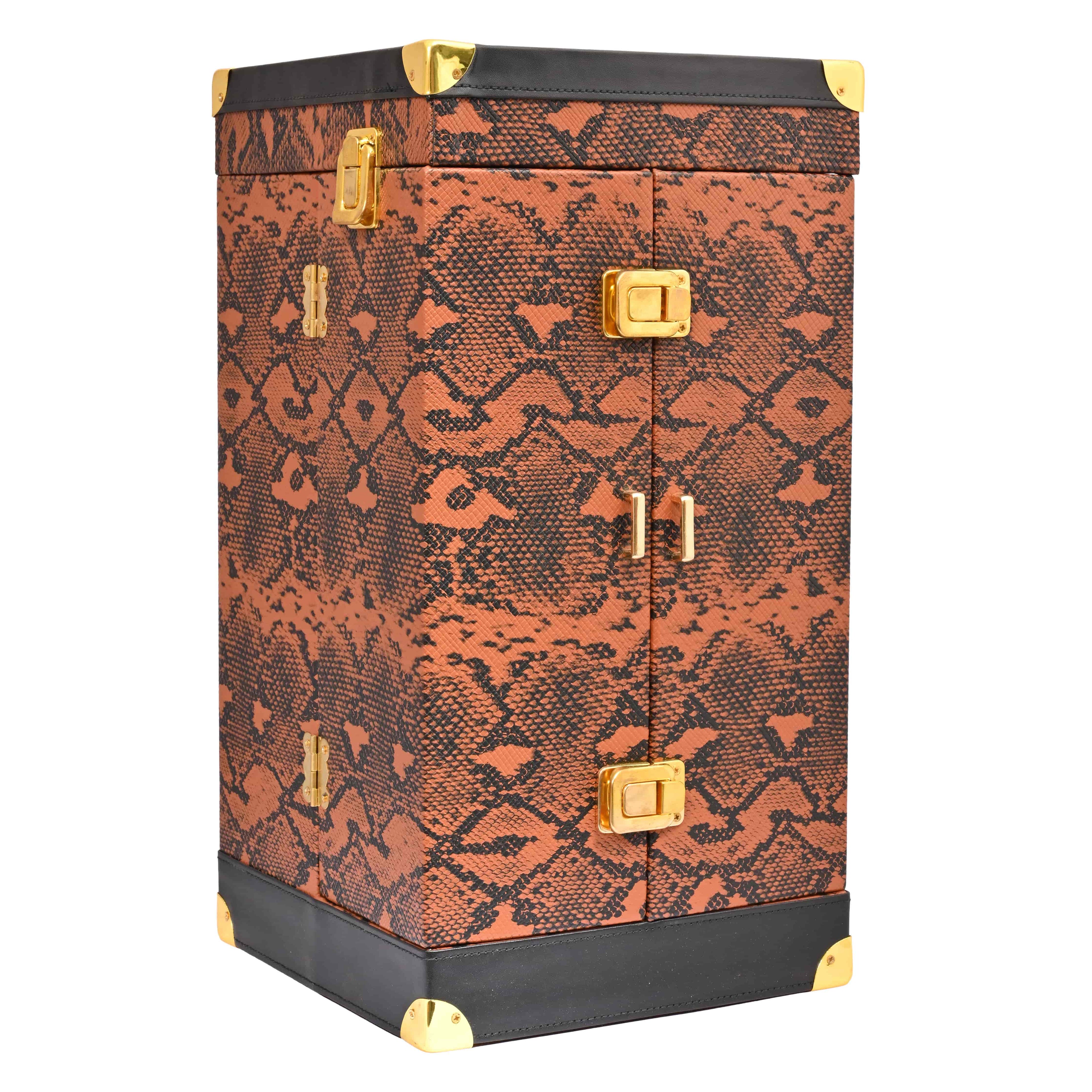 Leatherette (Snake Print Vegan PU Leather) Portable Bar Set