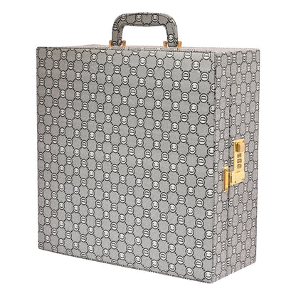 Vegan Leatherette Portable Bar Box with Accessories | 6 Whisky Glasses | Bar Box | Mini Bar for Home ( PU Leather Finish BLACK & GREY)