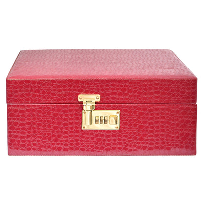 The Purple Box Vegan leatherette Portable Bar Box with Accessories with 4 Whisky Glasses | Min Bar for Home (Cherry) Front Closed View