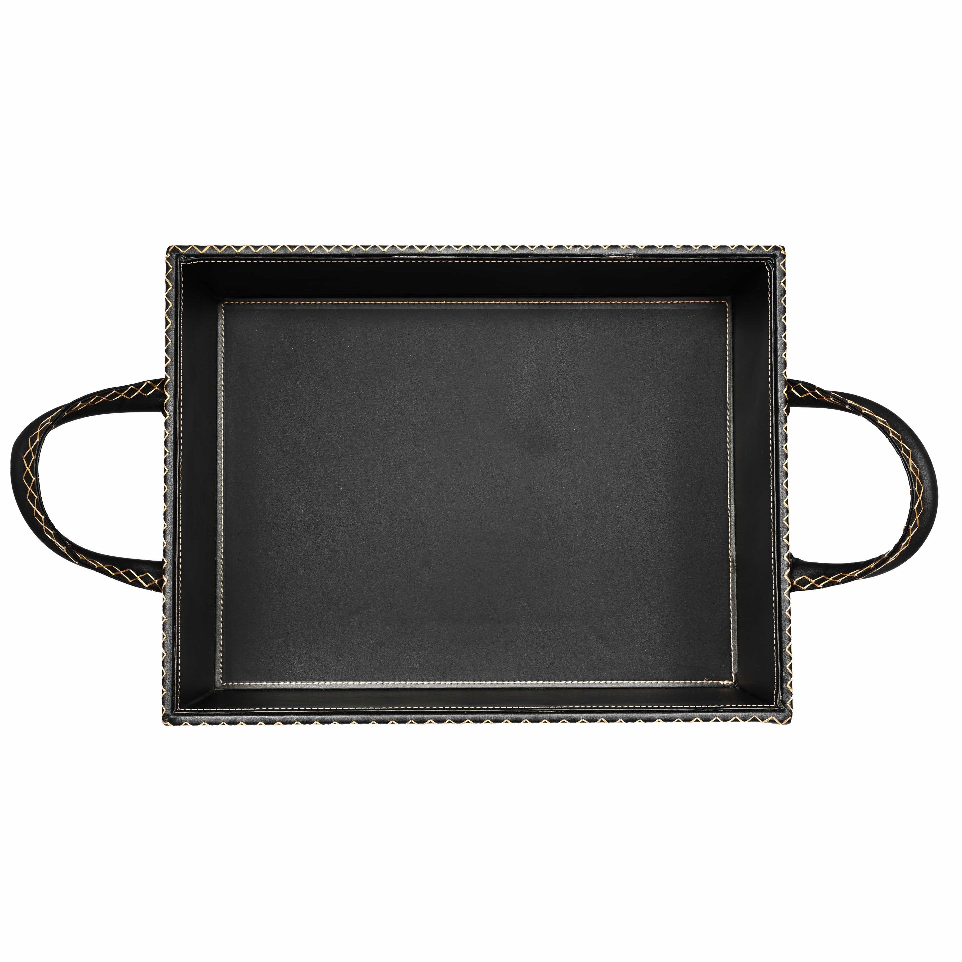 Handcrafted Premium Serving PU Leather Multipurpose Tray - Black