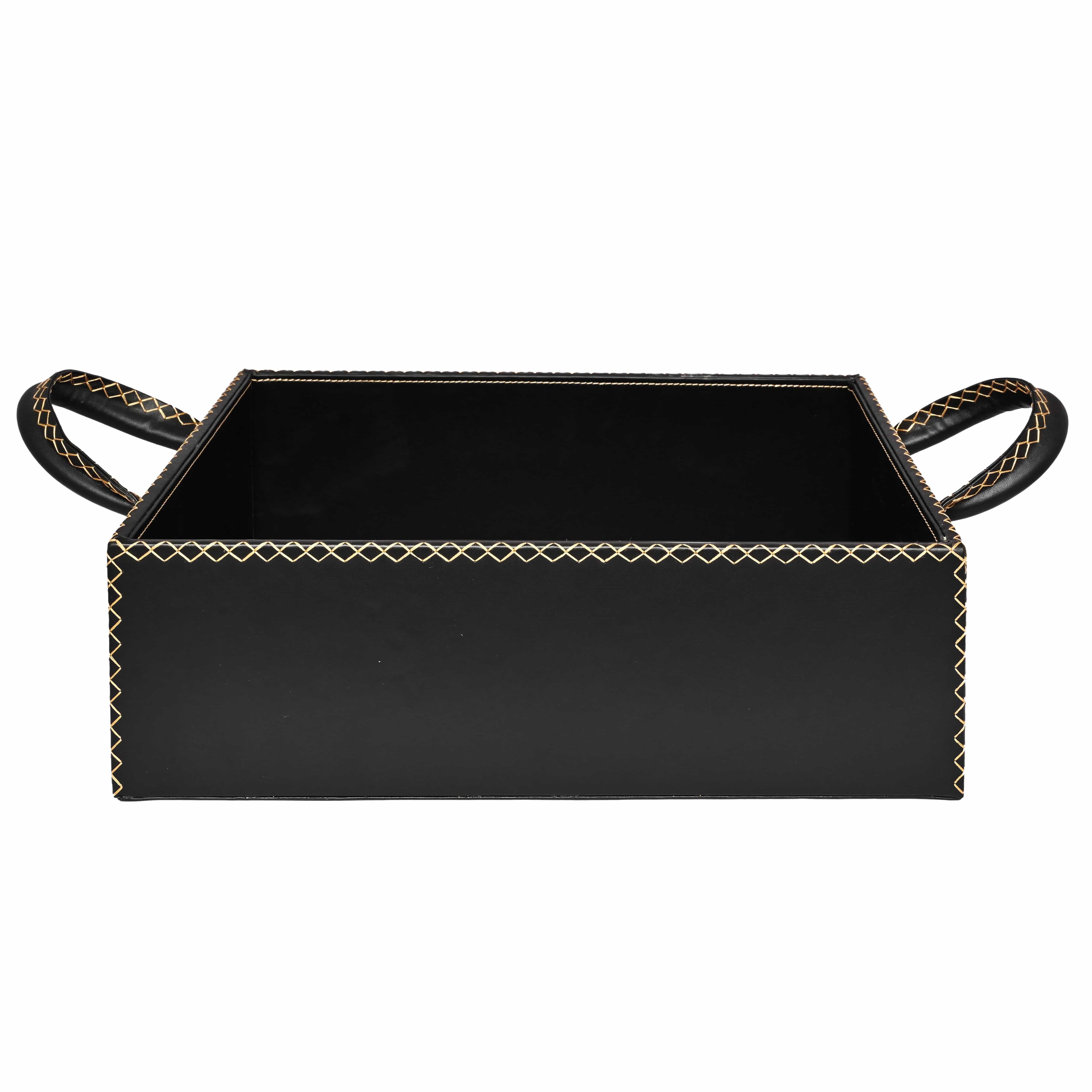 Handcrafted Premium Serving PU Leather Multipurpose Tray - Black