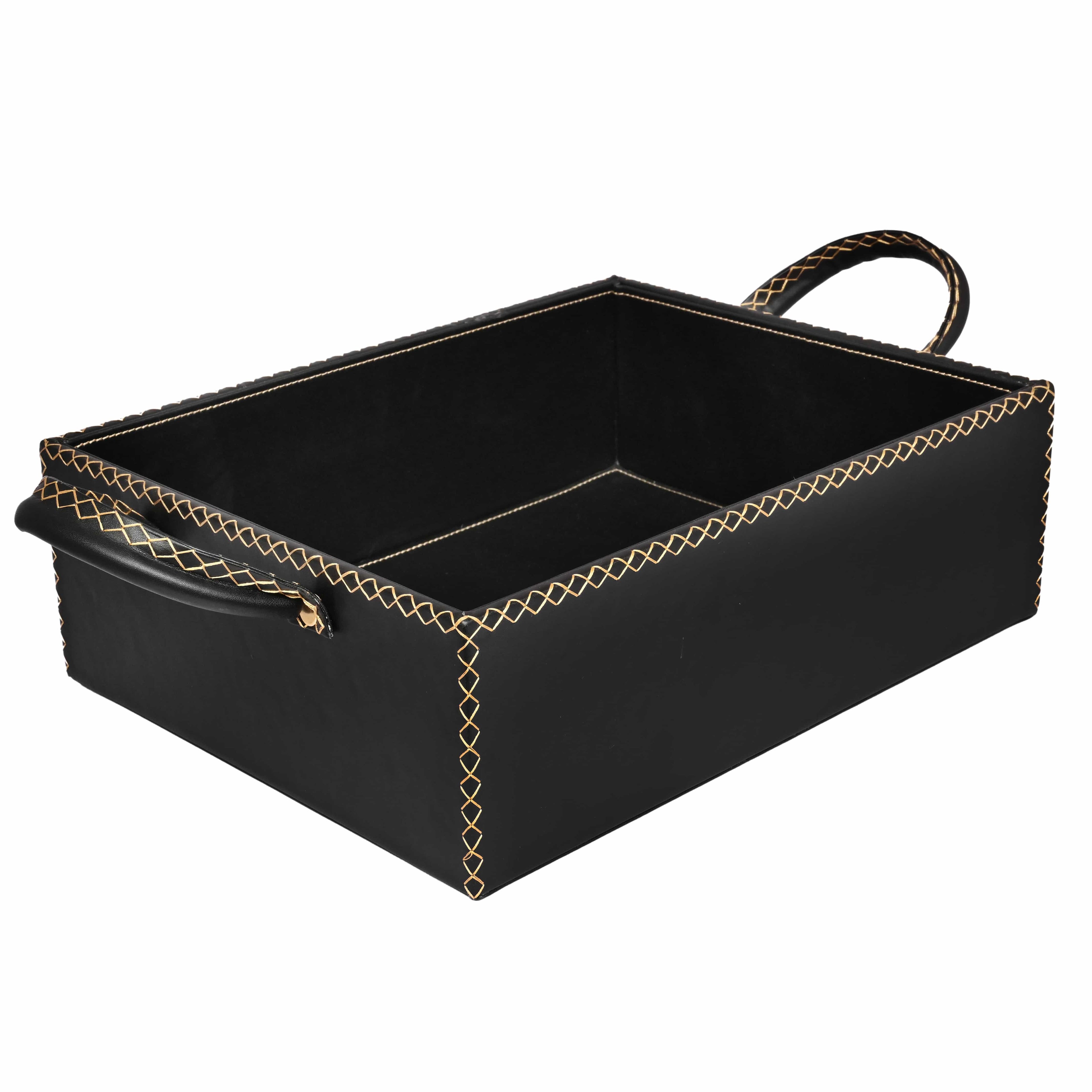 Handcrafted Premium Serving PU Leather Multipurpose Tray - Black