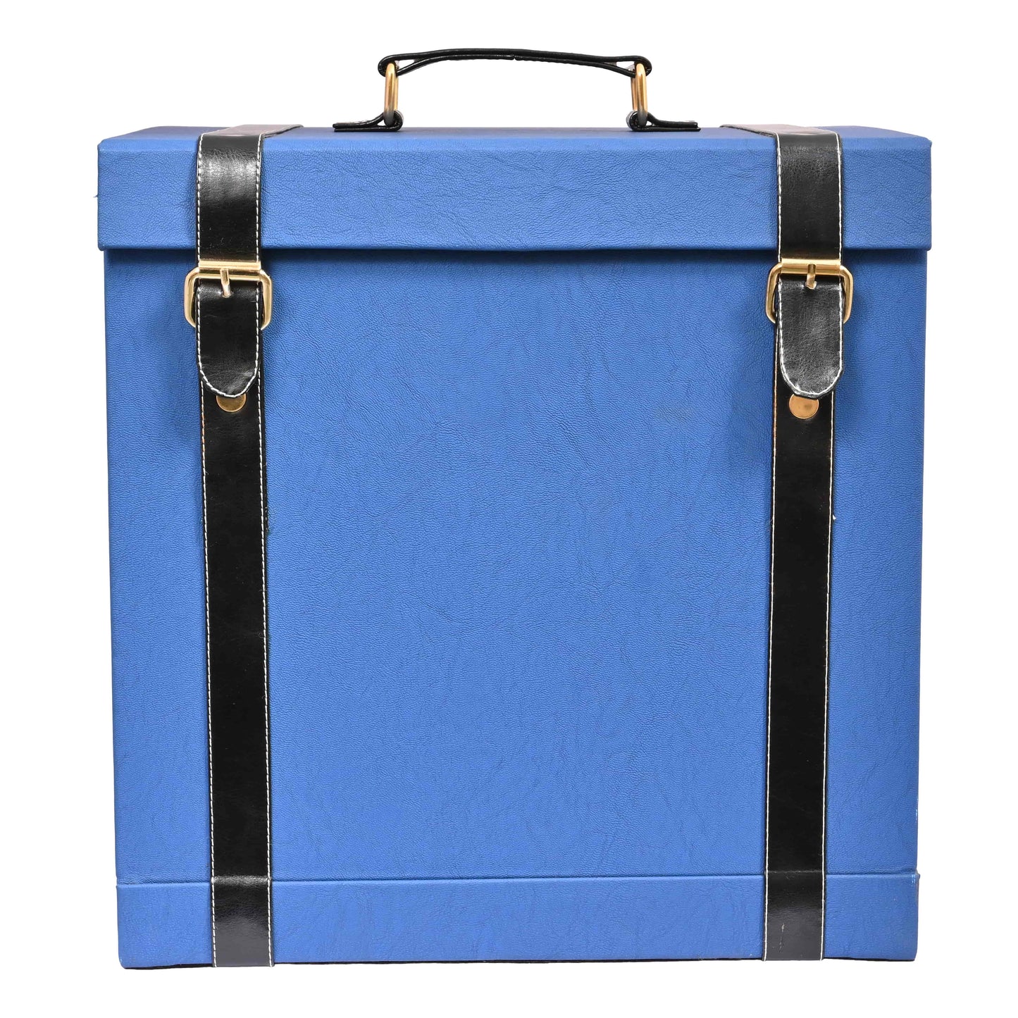Vegan Leatherette Portable Bar Box with Accessories | 4 Whisky Glasses | Bar Box | Mini Bar for Home | Bar Box for Picnic | ( PU Leather Finish Royal Blue)