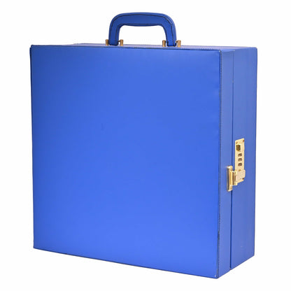 Vegan Leatherette Portable Bar Box with Accessories | 6 Whisky Glasses | Bar Box | Mini Bar for Home ( PU Leather Finish BLUE)