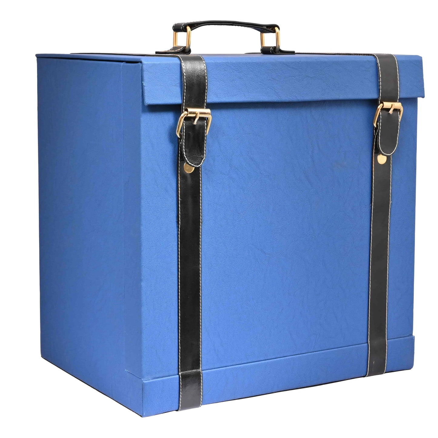 Vegan Leatherette Portable Bar Box with Accessories | 4 Whisky Glasses | Bar Box | Mini Bar for Home | Bar Box for Picnic | ( PU Leather Finish Royal Blue)