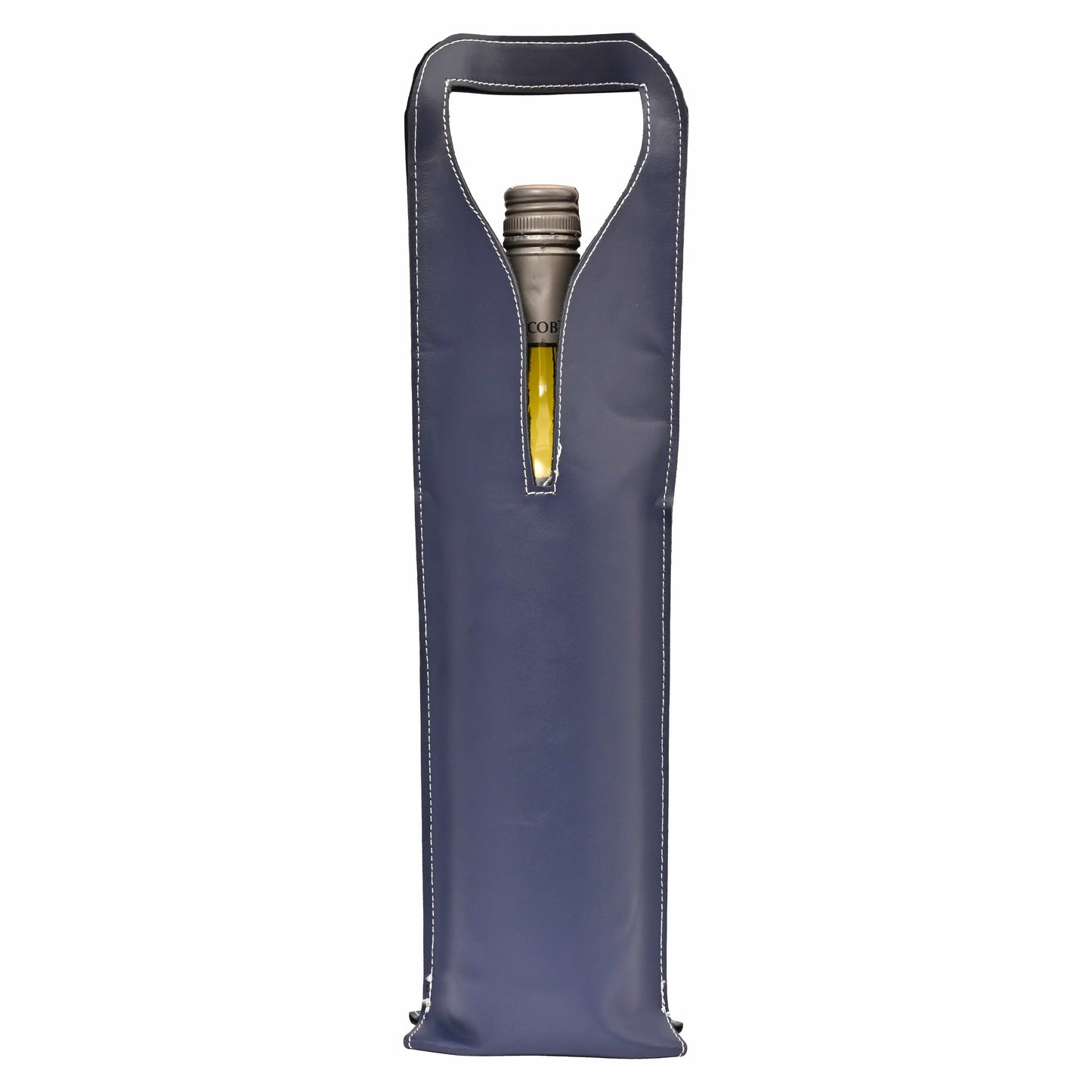 Faux Vegan Leather Wine/Bottle Holder - Blue