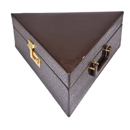 Triangle Vegan leatherette Portable Bar Box with Accessories with 3 Whisky Glasses | Mini Bar for Home | Bar Box | (PU Leather Croco Finish Chocolate Brown Colour)