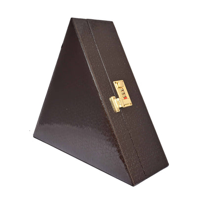 Triangle Vegan leatherette Portable Bar Box with Accessories with 3 Whisky Glasses | Mini Bar for Home | Bar Box | (PU Leather Croco Finish Chocolate Brown Colour)