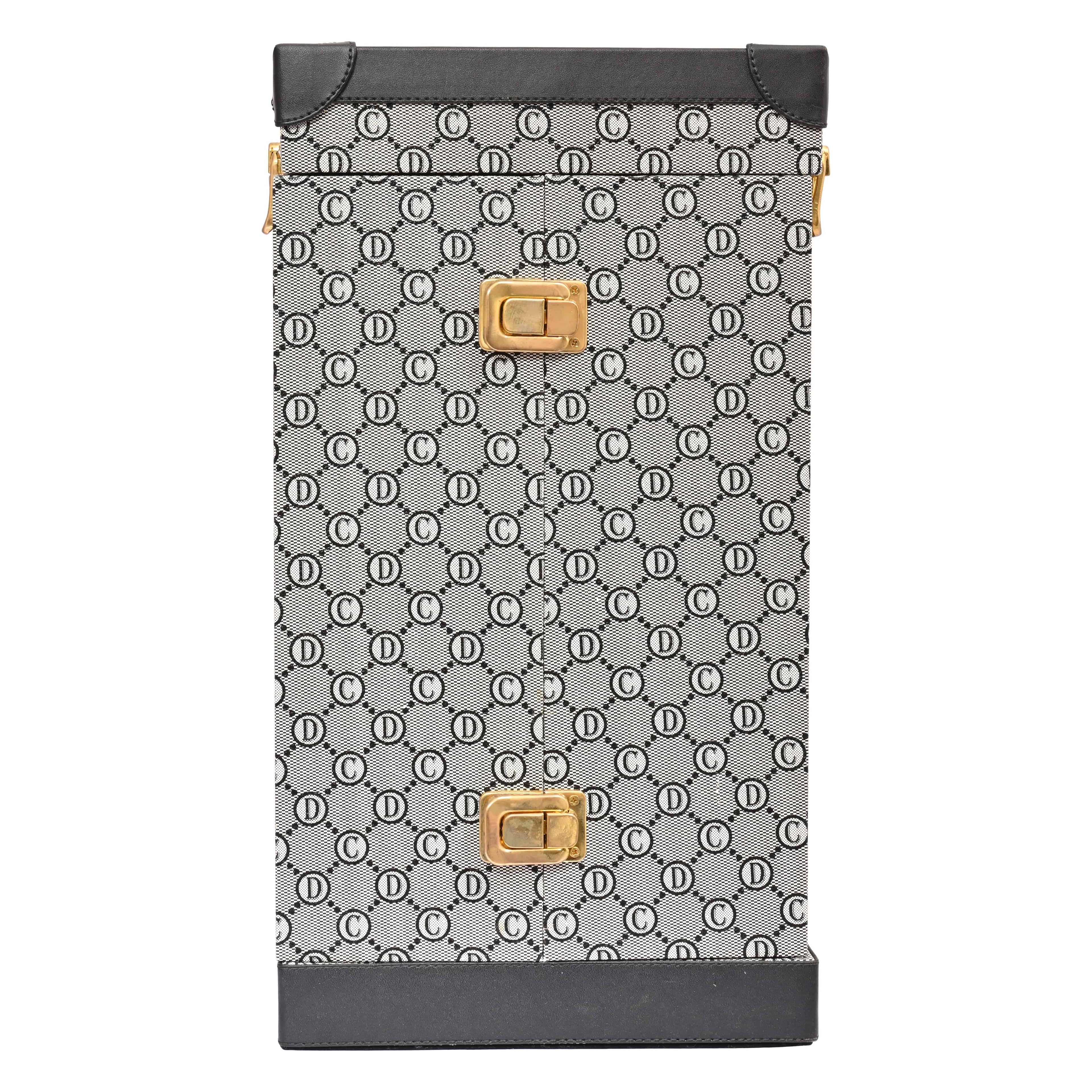 The Purple Box Vegan Leatherette (Grey and Black Finish) Portable Bar Set