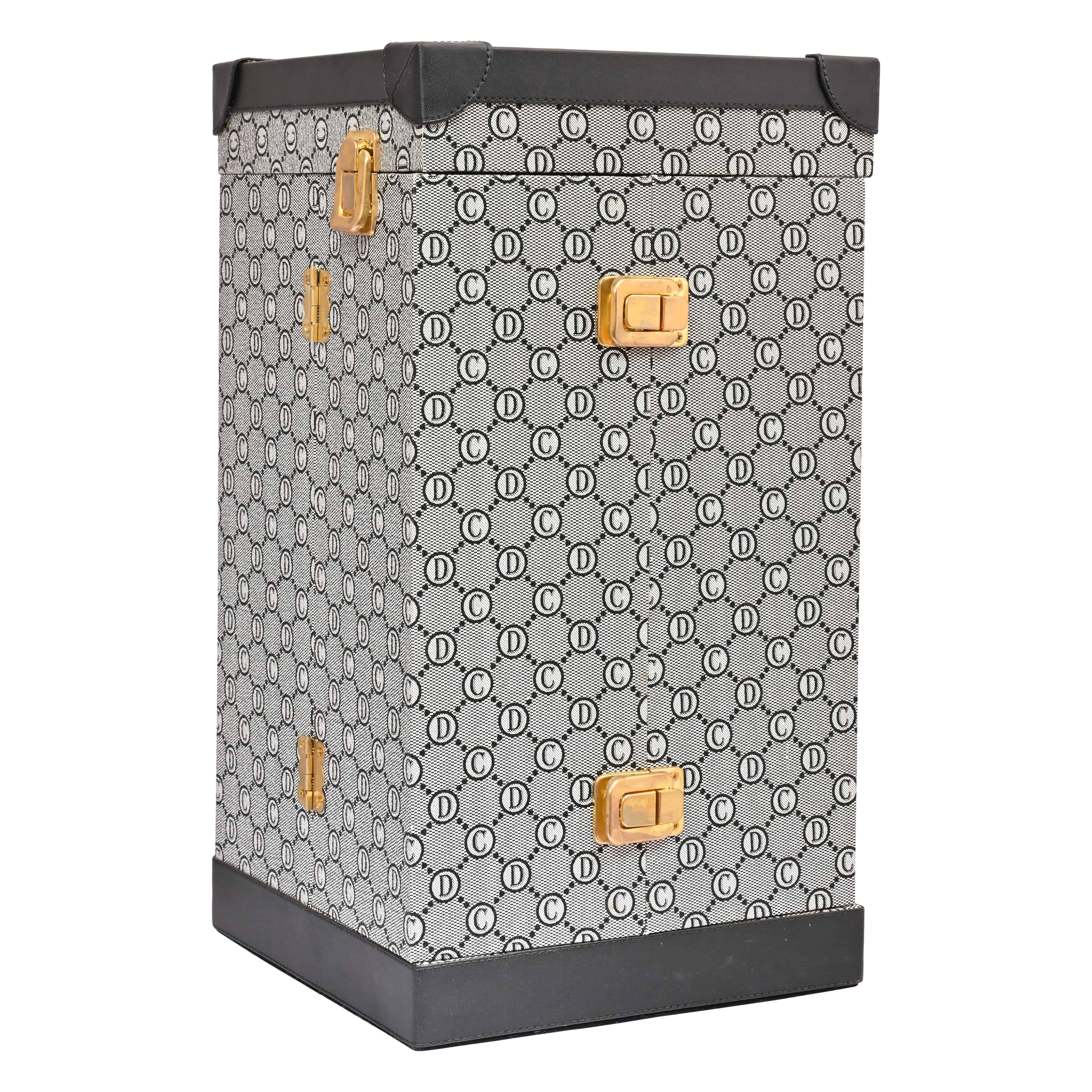 The Purple Box Vegan Leatherette (Grey and Black Finish) Portable Bar Set